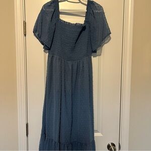 Elegant Blue Women's Midi Dress